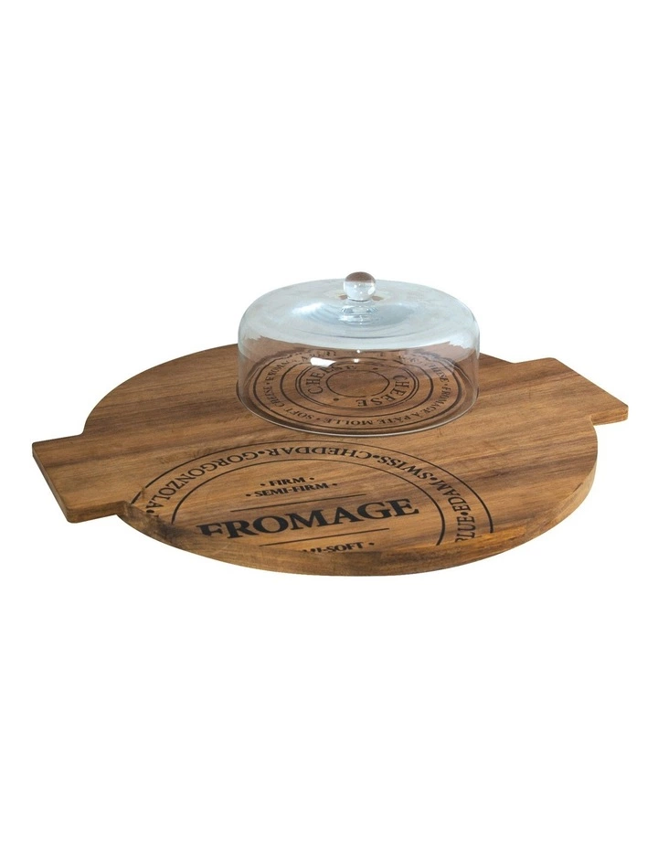 Salt&Pepper Fromage 40cm Board With Small Glass Dome Natural 2 Salt&Pepper Fromage 40cm Board With Small Glass Dome Natural - Image 2