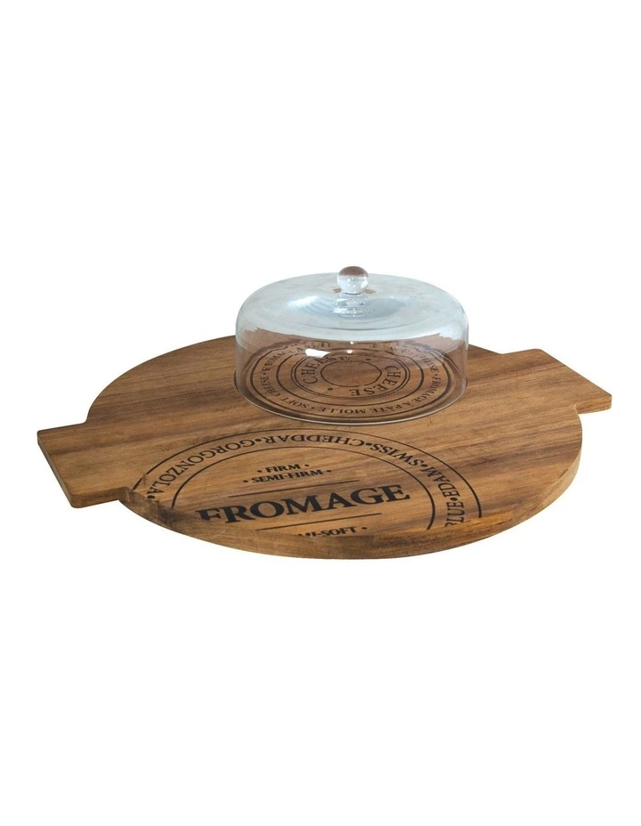 Salt&Pepper Fromage 40cm Board With Small Glass Dome Natural 1 Salt&Pepper Fromage 40cm Board With Small Glass Dome Natural
