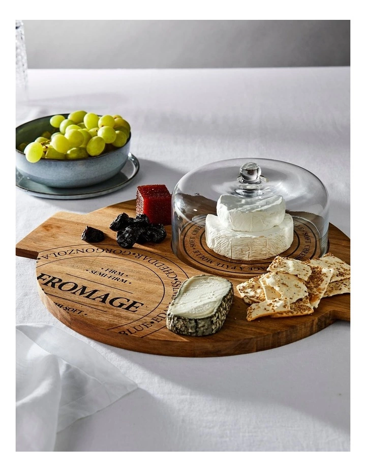 Salt&Pepper Fromage 40cm Board With Small Glass Dome Natural 3 Salt&Pepper Fromage 40cm Board With Small Glass Dome Natural - Image 3