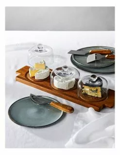Salt&Pepper Fromage Board With 3 Glass Domes 46X14Cm -Dining Shop 213321520 2 720x928