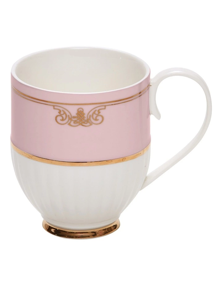 Salt&Pepper Eclectic Set Of 2 330ml Pink Ribbed Coffee Mugs White 2 Salt&Pepper Eclectic Set Of 2 330ml Pink Ribbed Coffee Mugs White - Image 2