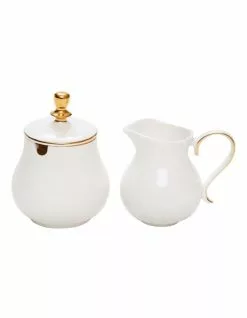 Salt&Pepper Eclectic Sugar Bowl And Creamer Set White