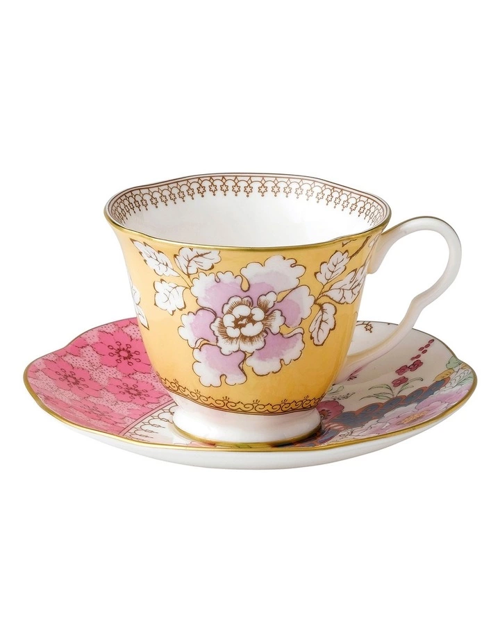 Wedgwood Butterfly Bloom Teacup & Saucer Set Yellow 1 Wedgwood Butterfly Bloom Teacup & Saucer Set Yellow