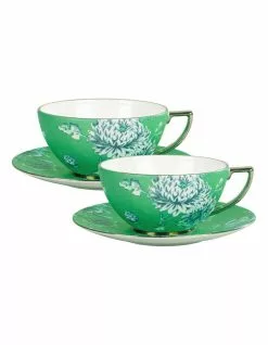Wedgwood Jasper Conran Teacup & Saucer Set of 2 Green