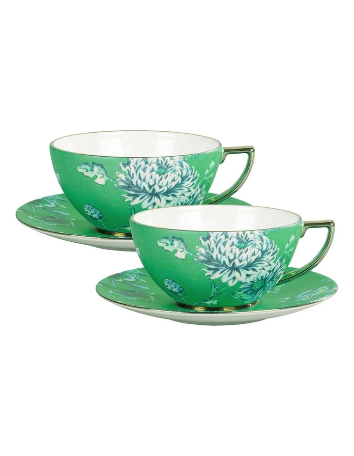 Wedgwood Jasper Conran Teacup & Saucer Set of 2 Green 1 Wedgwood Jasper Conran Teacup & Saucer Set of 2 Green