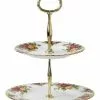 Royal Albert Old Country Roses 2 Tier Cake Stand White