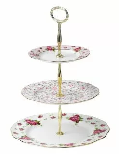 Royal Albert New Country Roses 3 Tier Cake Stand White