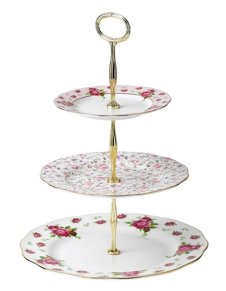 Royal Albert New Country Roses 3 Tier Cake Stand White 1 Royal Albert New Country Roses 3 Tier Cake Stand White