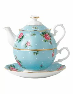 Royal Albert Polka Teapot For One Blue