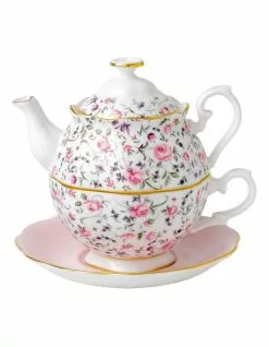 Royal Albert Rose Confetti Teapot For One White
