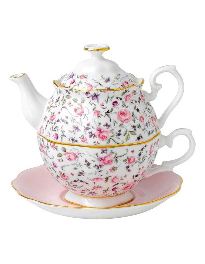 Royal Albert Rose Confetti Teapot For One White 1 Royal Albert Rose Confetti Teapot For One White