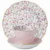 Royal Albert Rose Confetti Teacup Saucer & Plate Pink