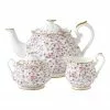 Royal Albert Rose Confetti Teapot Sugar & Creamer Set White