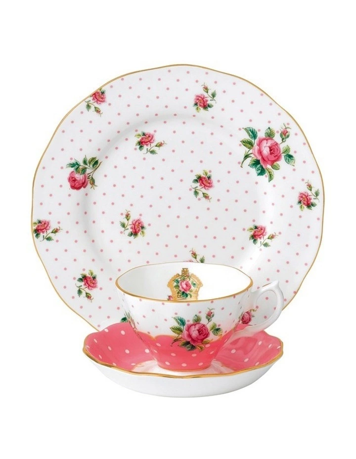 Royal Albert Cheeky Pink Teacup Saucer & Plate White 1 Royal Albert Cheeky Pink Teacup Saucer & Plate White