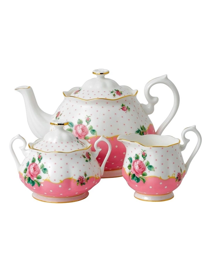 Royal Albert Cheeky Pink Teapot Sugar & Creamer Set White 1 Royal Albert Cheeky Pink Teapot Sugar & Creamer Set White
