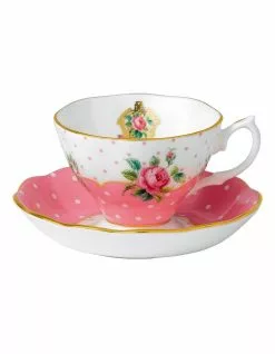 Royal Albert Cheeky Pink Teacup & Saucer White