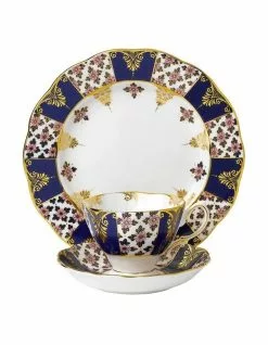 Royal Albert Regency Blue 1900 Teacup Saucer & Plate White