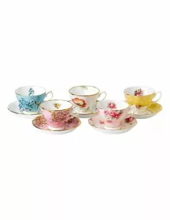 Royal Albert 100 Years Teacups & Saucers 1950 90S Set of 5