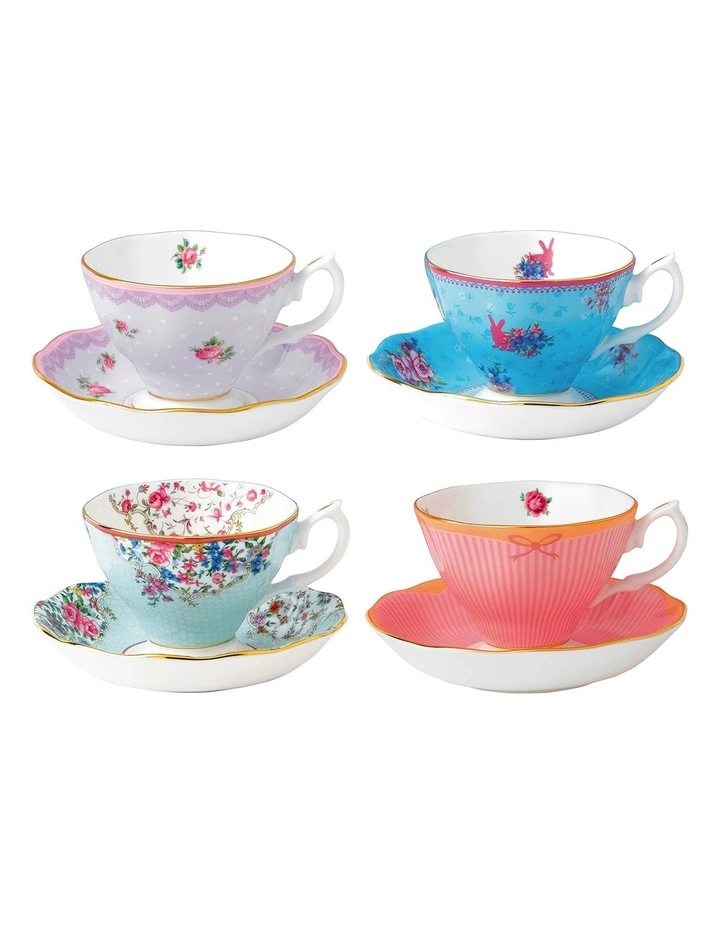 Royal Albert Candy Set of 4 Teacups & Saucers 1 Royal Albert Candy Set of 4 Teacups & Saucers