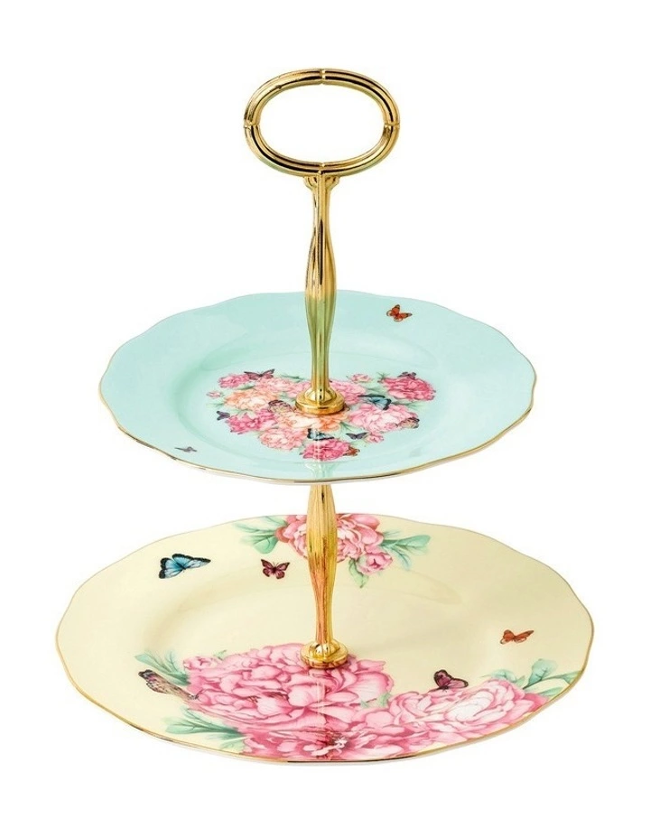 Royal Albert Miranda Kerr 2 Tier Cake Stand Yellow/Blue 1 Royal Albert Miranda Kerr 2 Tier Cake Stand Yellow/Blue