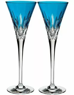 Waterford Lismore Pops Aqua Set of 2 Flute