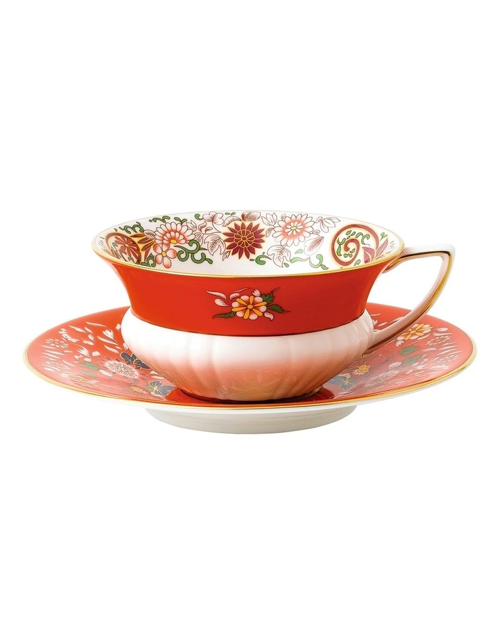 Wedgwood Wonderlust Crimson Orient Teacup & Saucer Red 1 Wedgwood Wonderlust Crimson Orient Teacup & Saucer Red