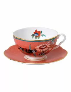 Wedgwood Paeonia Blush Teacup & Saucer Coral