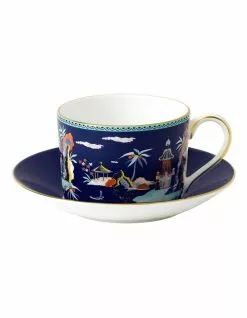Wedgwood Wonderlust Pagoda Teacup & Saucer Dark Blue