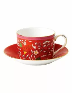 Wedgwood Wonderlust Crimson Jewel Teacup & Saucer Red