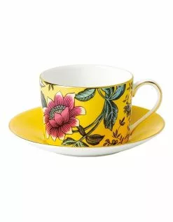 Wedgwood Wonderlust Tonquin Teacup Saucer Yellow