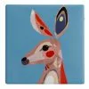 Maxwell & Williams Pete Cromer Ceramic 9.5cm Kangaroo Square Tile Coaster Blue