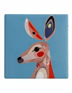 Maxwell & Williams Pete Cromer Ceramic 9.5cm Kangaroo Square Tile Coaster Blue