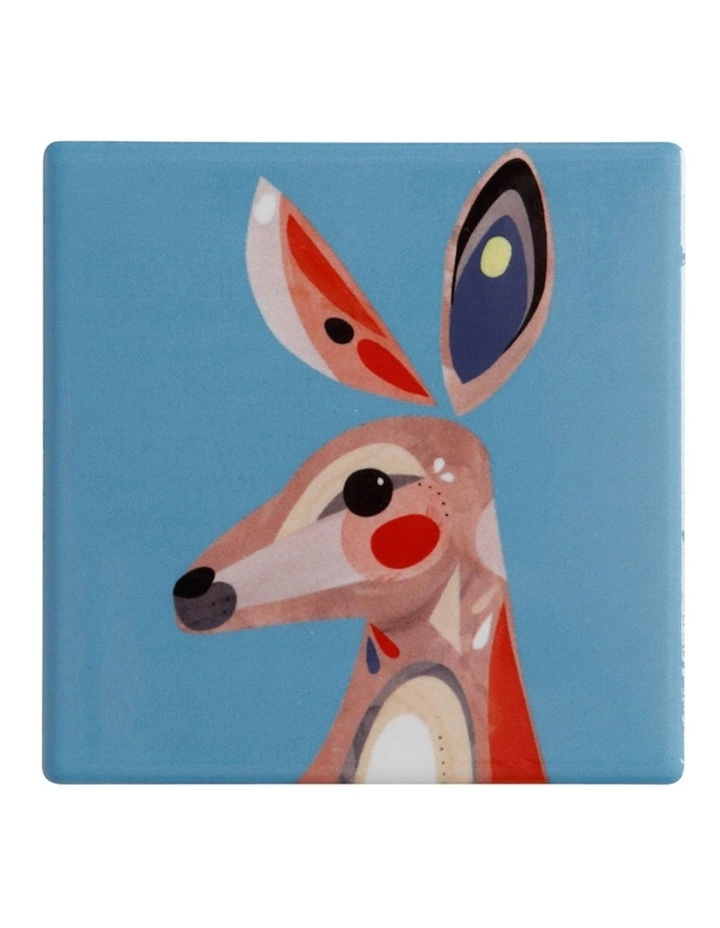 Maxwell & Williams Pete Cromer Ceramic 9.5cm Kangaroo Square Tile Coaster Blue 1 Maxwell & Williams Pete Cromer Ceramic 9.5cm Kangaroo Square Tile Coaster Blue