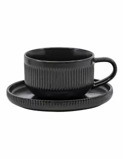 Salt&Pepper Brae Tea Cup & Saucer Set Black