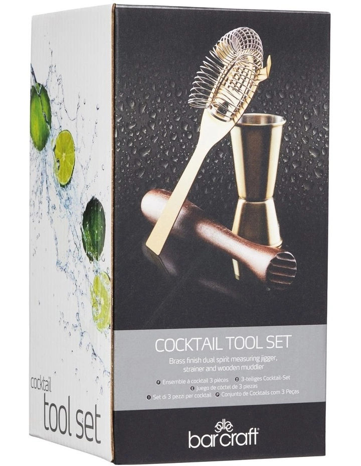 BarCraft 3 Piece Gift Boxed Brass Cocktail Tool Set 2 BarCraft 3 Piece Gift Boxed Brass Cocktail Tool Set - Image 2