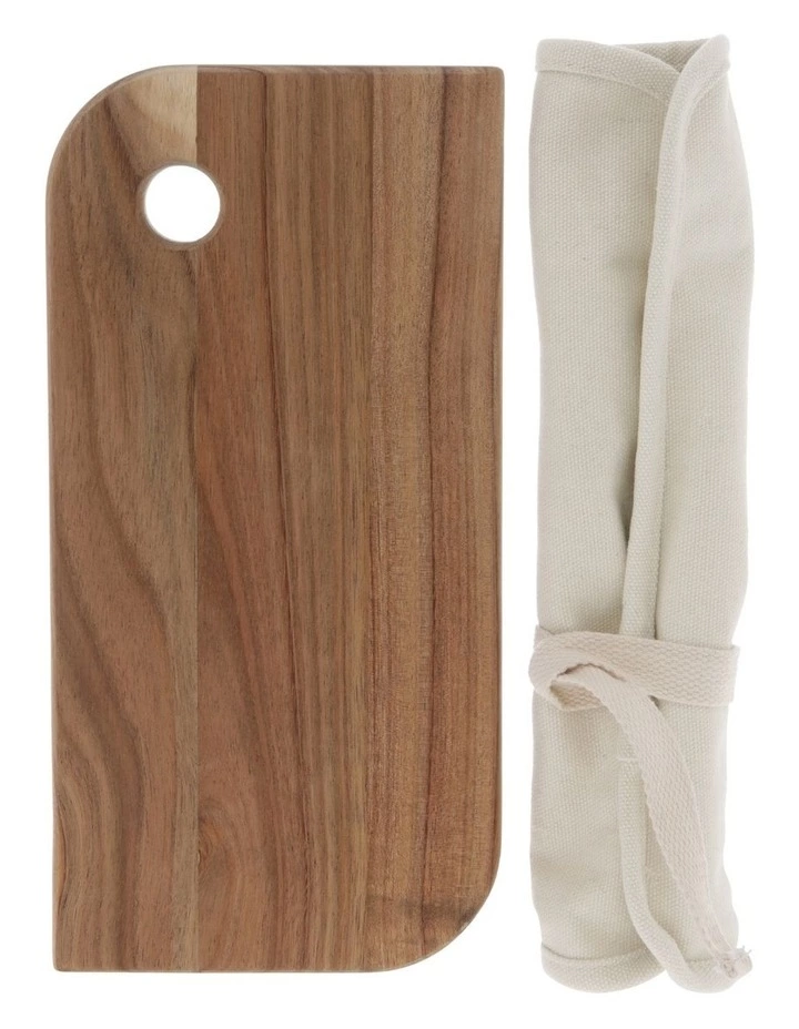 Vue 30x15cm Acacia Cheese Board & Knife Set with Canvas Wrap Natural 1 Vue 30x15cm Acacia Cheese Board & Knife Set with Canvas Wrap Natural