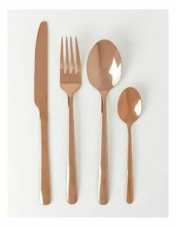 Vue Riley 16 Piece Shiny Rose Gold Cutlery