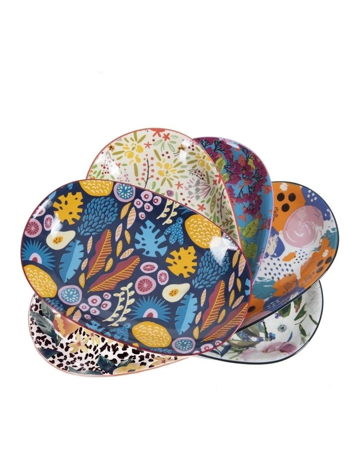 Cooper & Co Set of 6 Floral Ceramic Rectangle Kitchen Plates 1 Cooper & Co Set of 6 Floral Ceramic Rectangle Kitchen Plates