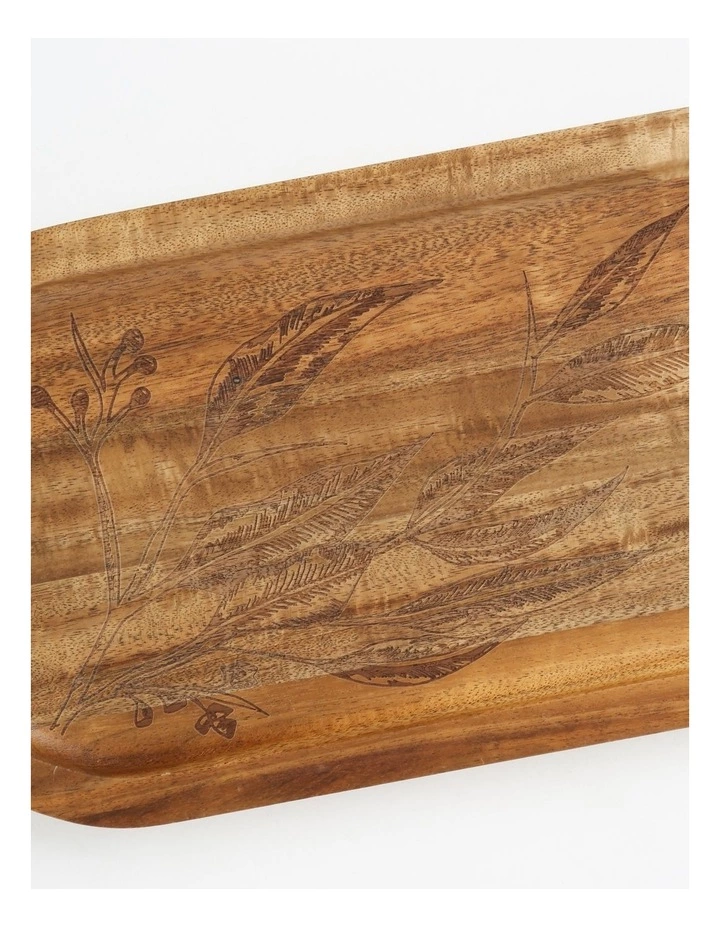 Australian House & Garden Gum Leaf Acacia Serving Tray with Leather Handles 3 Australian House & Garden Gum Leaf Acacia Serving Tray with Leather Handles - Image 3