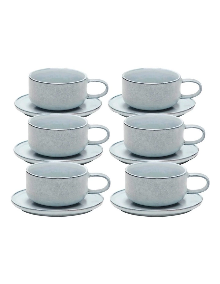 Salt&Pepper RELIC Tea Cup & Saucer - 300ml - Blue - Set of 6 1 Salt&Pepper RELIC Tea Cup & Saucer - 300ml - Blue - Set of 6