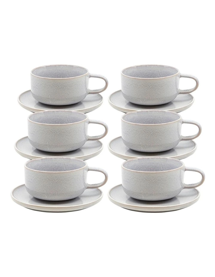 Salt&Pepper RELIC Tea Cup and Saucer Set - 260ml/15cm - Mist - Set of 6 1 Salt&Pepper RELIC Tea Cup and Saucer Set - 260ml/15cm - Mist - Set of 6