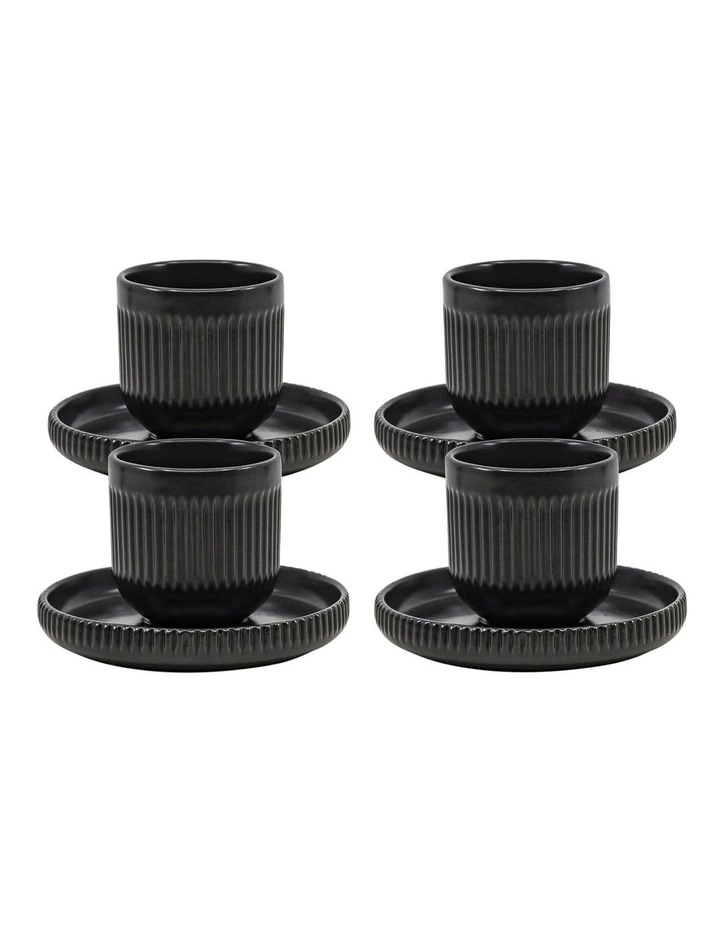 Salt&Pepper BRAE 4pc Espresso Cup and Saucer Set Black 1 Salt&Pepper BRAE 4pc Espresso Cup and Saucer Set Black