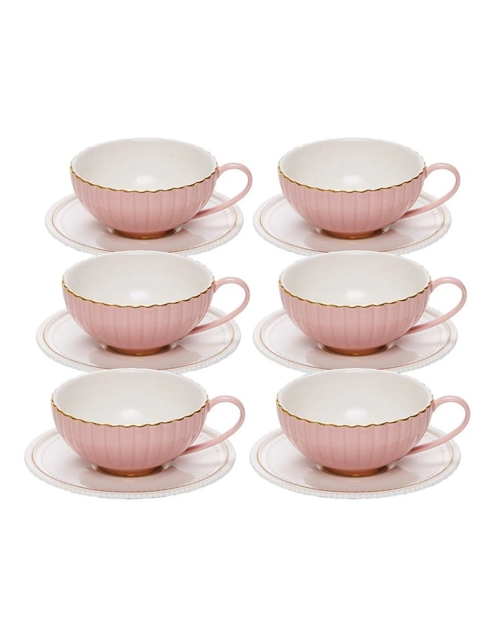 Salt&Pepper ECLECTIC 250ml 6pc Tea Cup and Saucer Set Pink 1 Salt&Pepper ECLECTIC 250ml 6pc Tea Cup and Saucer Set Pink