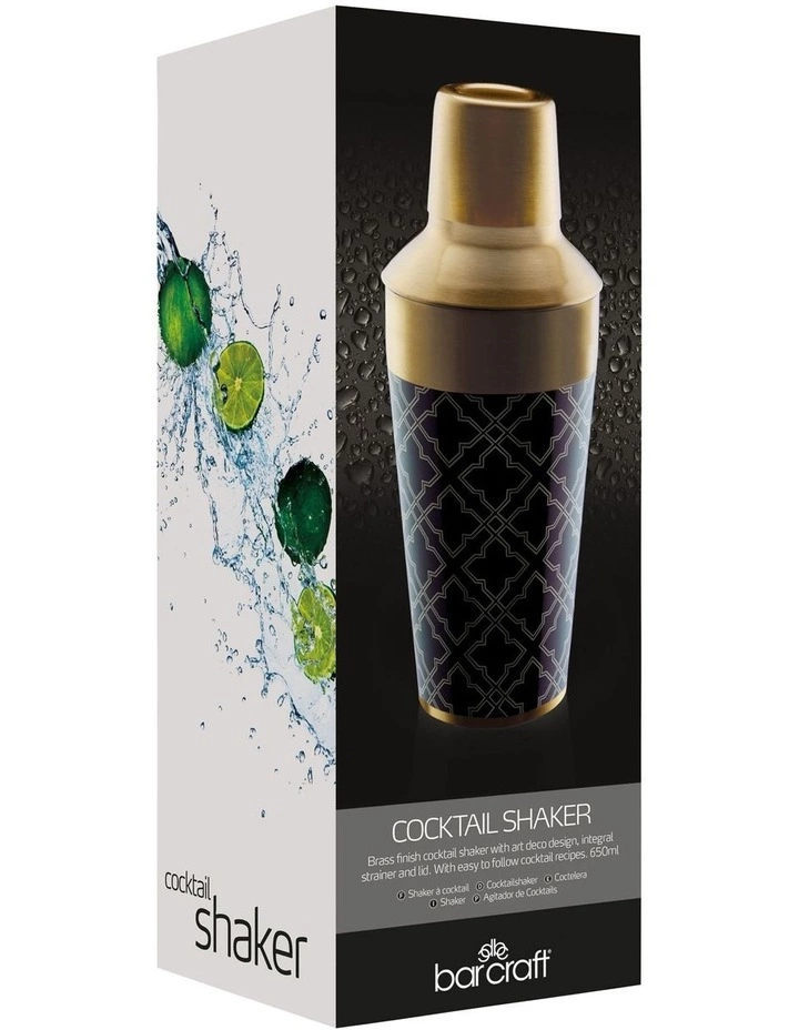 BarCraft Art Deco Gift Boxed 650ml Cocktail Shaker Silver 3 BarCraft Art Deco Gift Boxed 650ml Cocktail Shaker Silver - Image 3