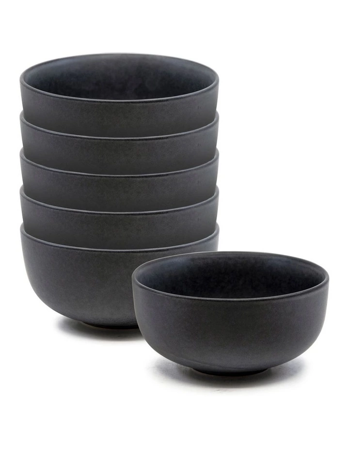 Salt&Pepper Hue 12cm Set of 6 Rice Bowl Black 1 Salt&Pepper Hue 12cm Set of 6 Rice Bowl Black