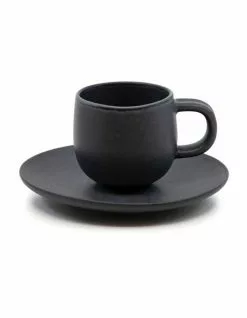 Salt&Pepper Hue Espresso Cup and Saucer Set 85ml/12cm - Black - Set of 6
