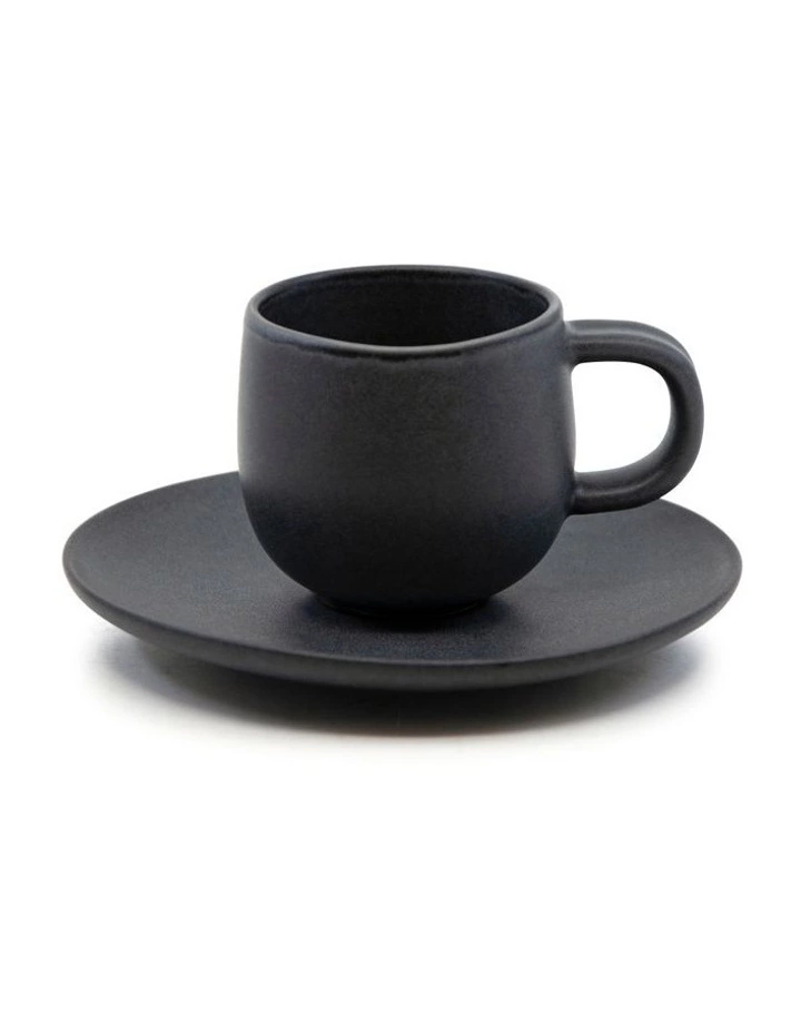 Salt&Pepper Hue Espresso Cup and Saucer Set 85ml/12cm - Black - Set of 6 1 Salt&Pepper Hue Espresso Cup and Saucer Set 85ml/12cm - Black - Set of 6