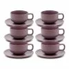 Salt&Pepper Hue Tea Cup and Saucer Set 200ml/15.5cm - Purple - Set of 6