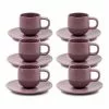 Salt&Pepper Hue Espresso Cup and Saucer Set 85ml/12cm - Purple - Set of 6