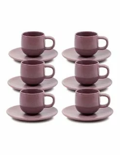 Salt&Pepper Hue Espresso Cup and Saucer Set 85ml/12cm - Purple - Set of 6